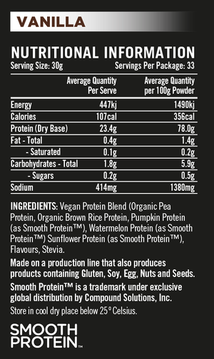 Rapid Vegan Plant Protein Vanilla ingredients